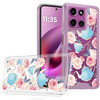 Designer Series Tough Shield Transparent Hybrid Case for Motorola Moto G (2026/2025) / Moto G Play 2026 - Pink Roses & Teal Teapots