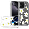 Designer Series Tough Shield Transparent Hybrid Case for iPhone 16 Pro Max - White Daisies with Yellow Smiley Faces
