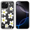 Designer Series Tough Shield Transparent Hybrid Case for iPhone 16 Pro Max - White Daisies with Yellow Smiley Faces