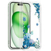 Designer Series Tough Shield Transparent Hybrid Case for iPhone 15 - Blue Floral Cascade with Sparkles