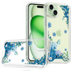 Designer Series Tough Shield Transparent Hybrid Case for iPhone 15 - Blue Floral Cascade with Sparkles