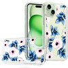 Designer Series Tough Shield Transparent Hybrid Case for iPhone 15 - Blue Leaves and Pink Florals