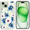 Designer Series Tough Shield Transparent Hybrid Case for iPhone 15 - Blue Leaves and Pink Florals