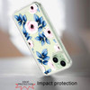 Designer Series Tough Shield Transparent Hybrid Case for iPhone 15 - Blue Leaves and Pink Florals