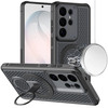 Honeycomb Series Heat Dissipation Magnetic Cooling Case with Rotating Ring Holder Kickstand for Samsung Galaxy S26 Ultra - Black