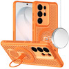 Honeycomb Series Heat Dissipation Magnetic Cooling Case with Rotating Ring Holder Kickstand for Samsung Galaxy S26 Ultra - Cosmic Orange