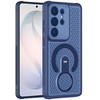 Honeycomb Series Heat Dissipation Magnetic Cooling Case with Rotating Ring Holder Kickstand for Samsung Galaxy S25 Ultra - Blue