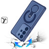Honeycomb Series Heat Dissipation Magnetic Cooling Case with Rotating Ring Holder Kickstand for Samsung Galaxy S25 Ultra - Blue