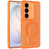 Honeycomb Series Heat Dissipation Magnetic Cooling Case with Rotating Ring Holder Kickstand for Samsung Galaxy S26 FE - Cosmic Orange