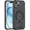 Honeycomb Series Heat Dissipation MagSafe Cooling Case with Rotating Ring Holder Kickstand for iPhone 15 - Black