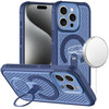 Honeycomb Series Heat Dissipation MagSafe Cooling Case with Rotating Ring Holder Kickstand for iPhone 13 Pro Max - Blue