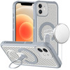 Honeycomb Series Heat Dissipation MagSafe Cooling Case with Rotating Ring Holder Kickstand for iPhone 12 / iPhone 12 Pro - Grey