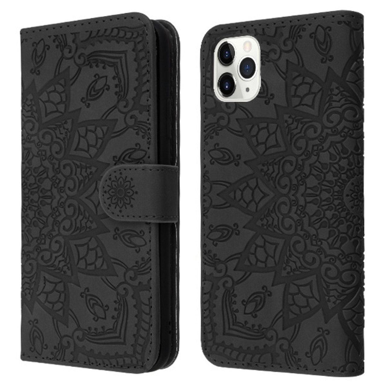 Black Emboss LV Universal Wallet Phone Case