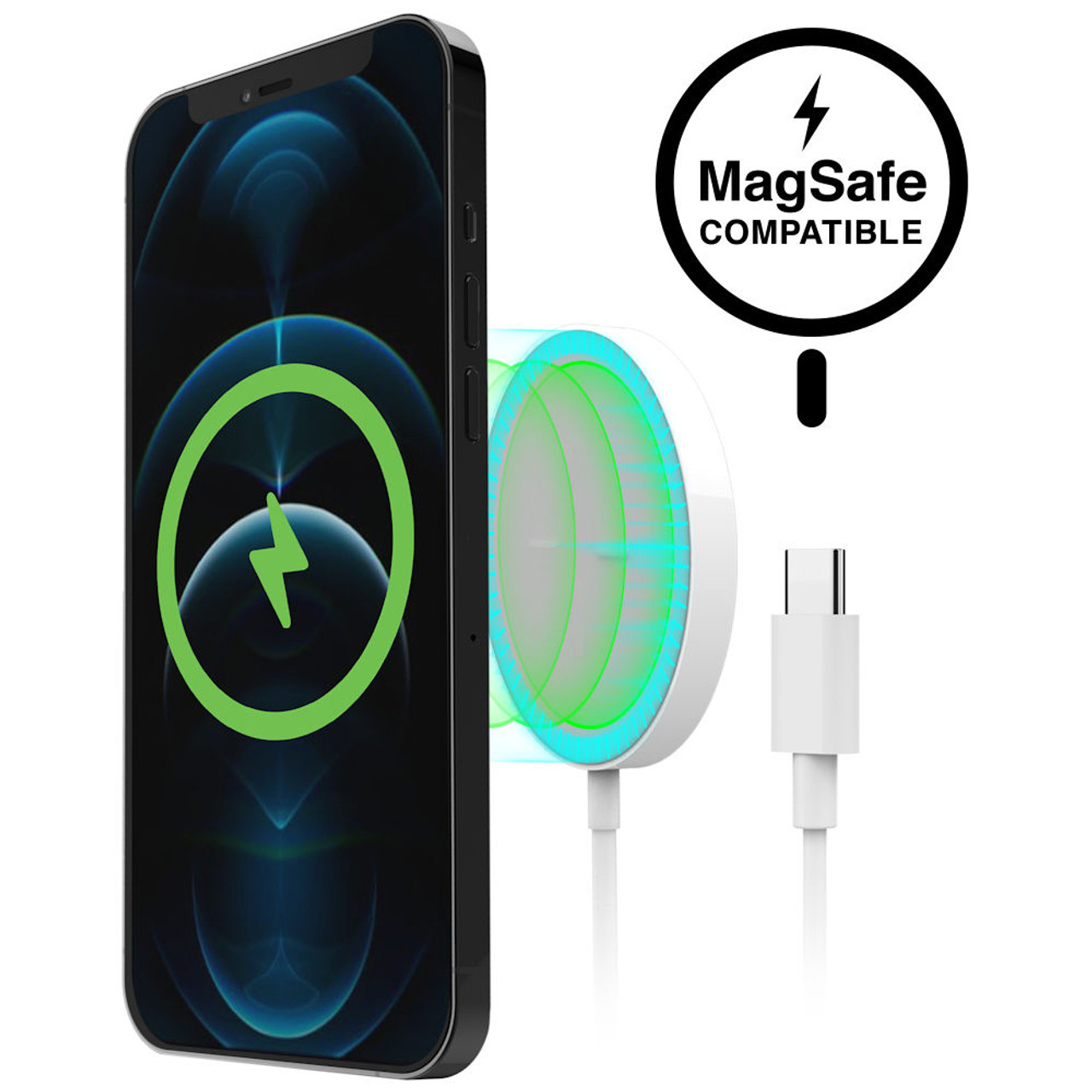 Cellet Wireless Charger for iPhone 15 Plus (15W Magnetic High Powered Fast  Charging with USB-C Cable) - White 