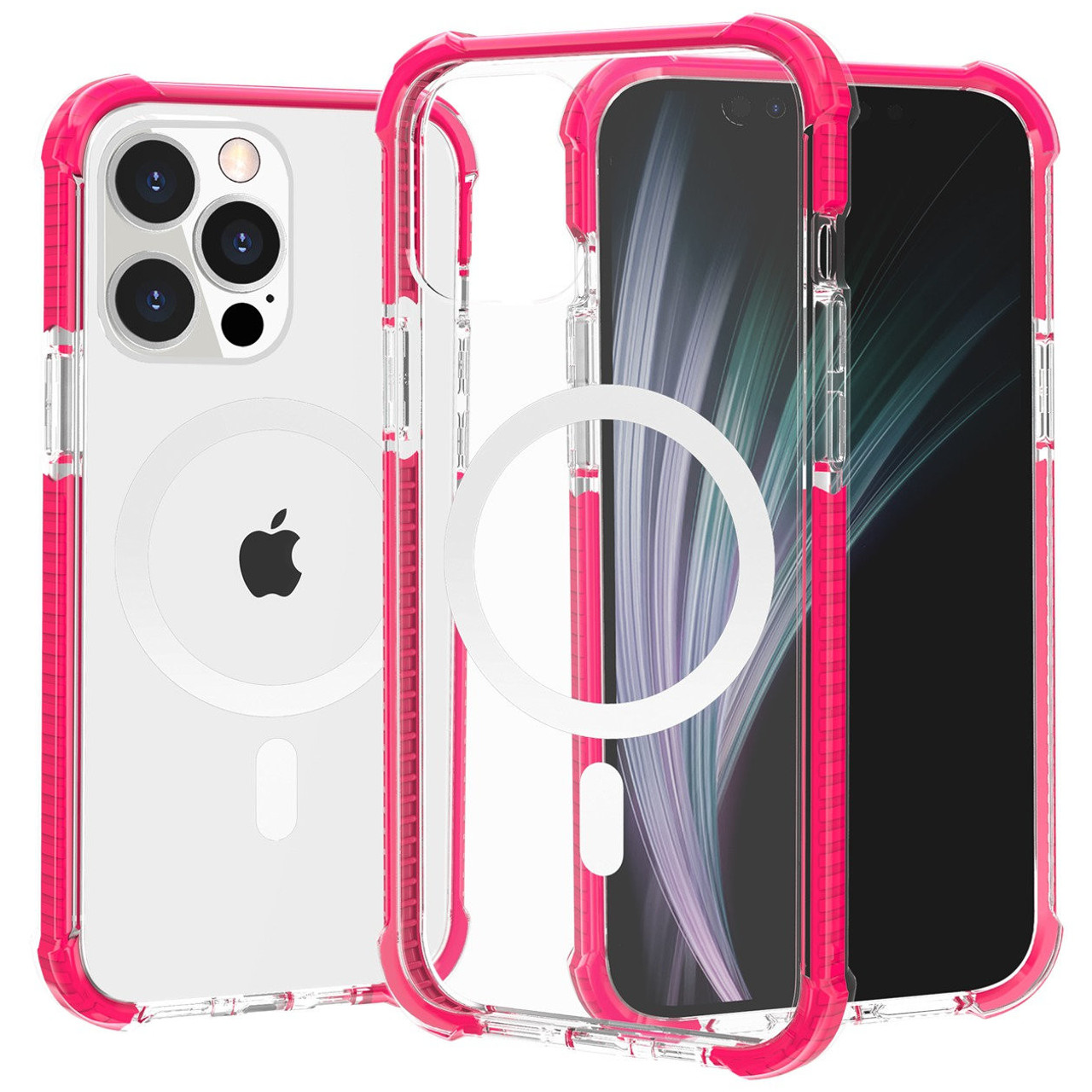 HD Accessory MagSafe Compatible Transparent Protective Bumper Case for iPhone 14 Pro Max - Hot Pink
