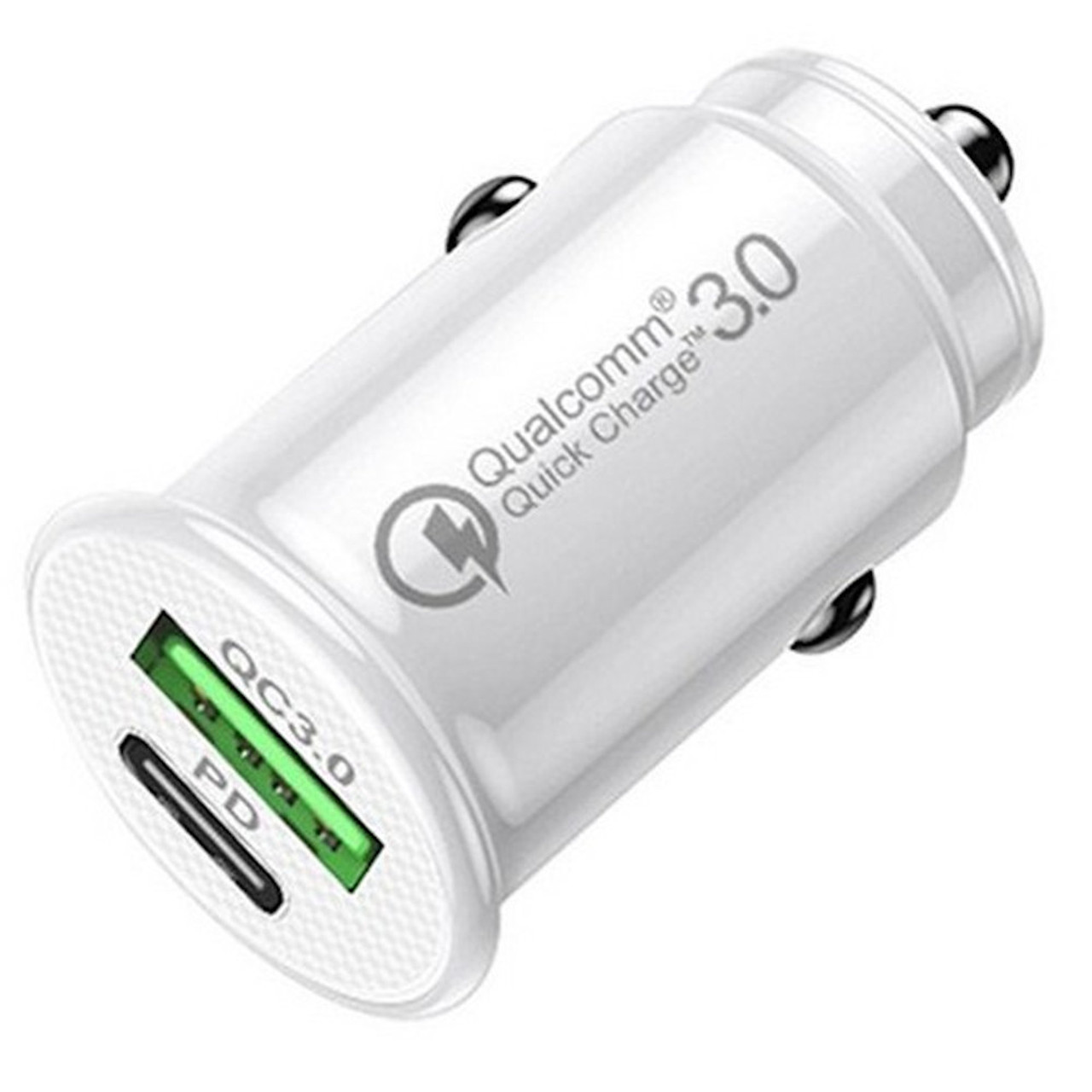 Ultra Compact 18W USB-C PD Power Delivery + Quick Charge 3.0 USB-A Car  Charger - White - HD Accessory