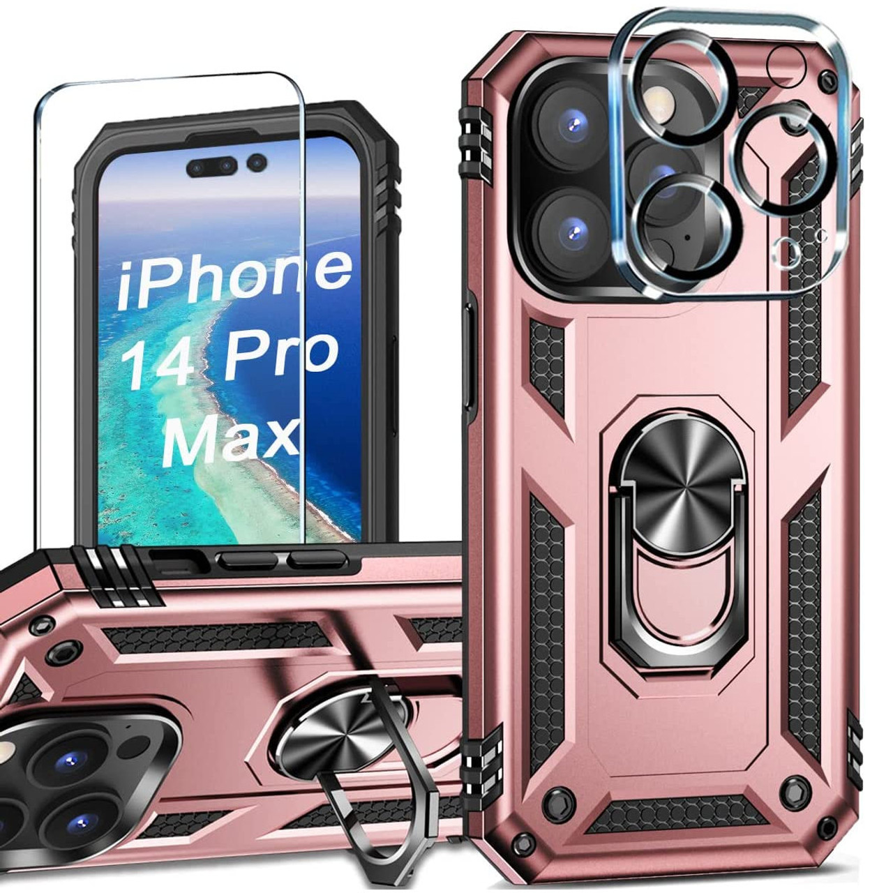 for iPhone 15 Pro Max Camera Lens Protector, Scratch Resistant Metal Camera  Cover with 9H Tempered Glass Lens Screen Protector Rings Accessories [Case