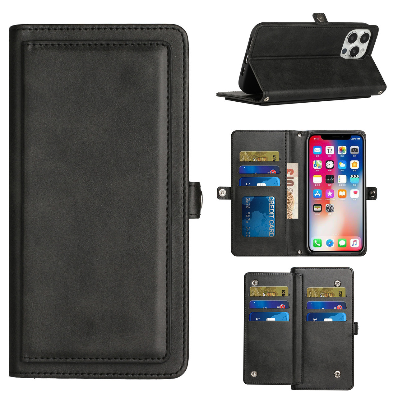 Tumi Black Magnet Wallet Case for Apple iPhone 14 Pro