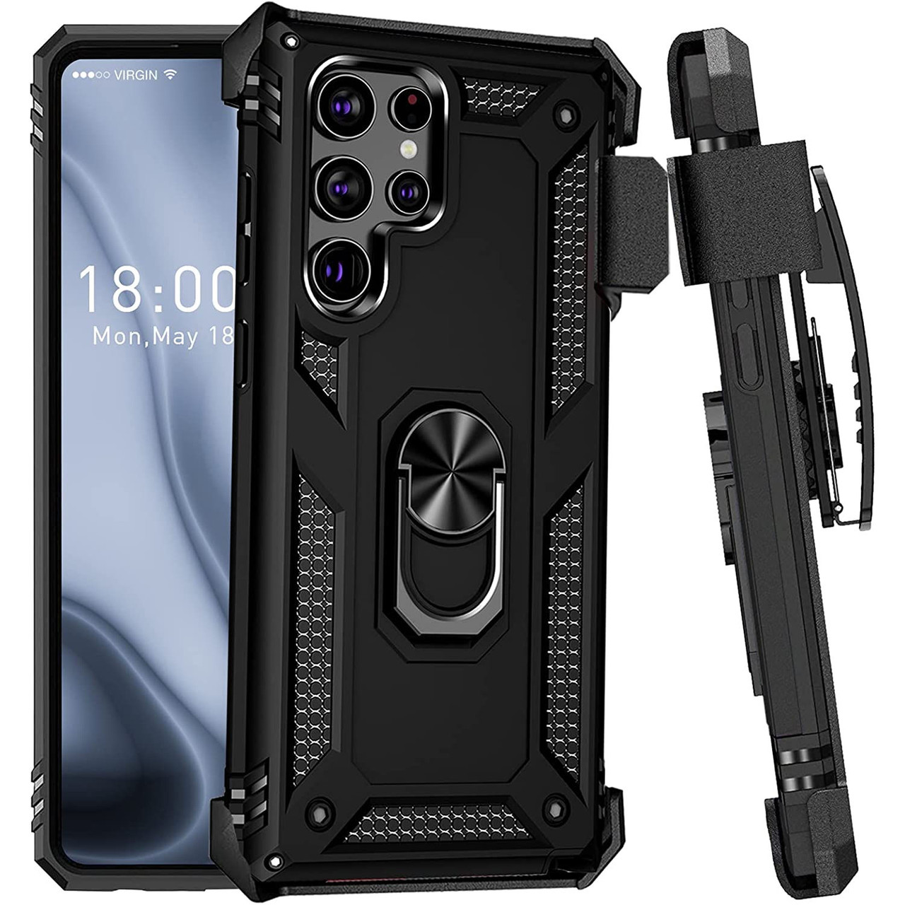 for Samsung Galaxy S22 Ultra Case, Luxury Anti-falling Shockproof Hybrid  Military Grade Cover W/Built-in Kickstand | Ultimate Drop Protection for