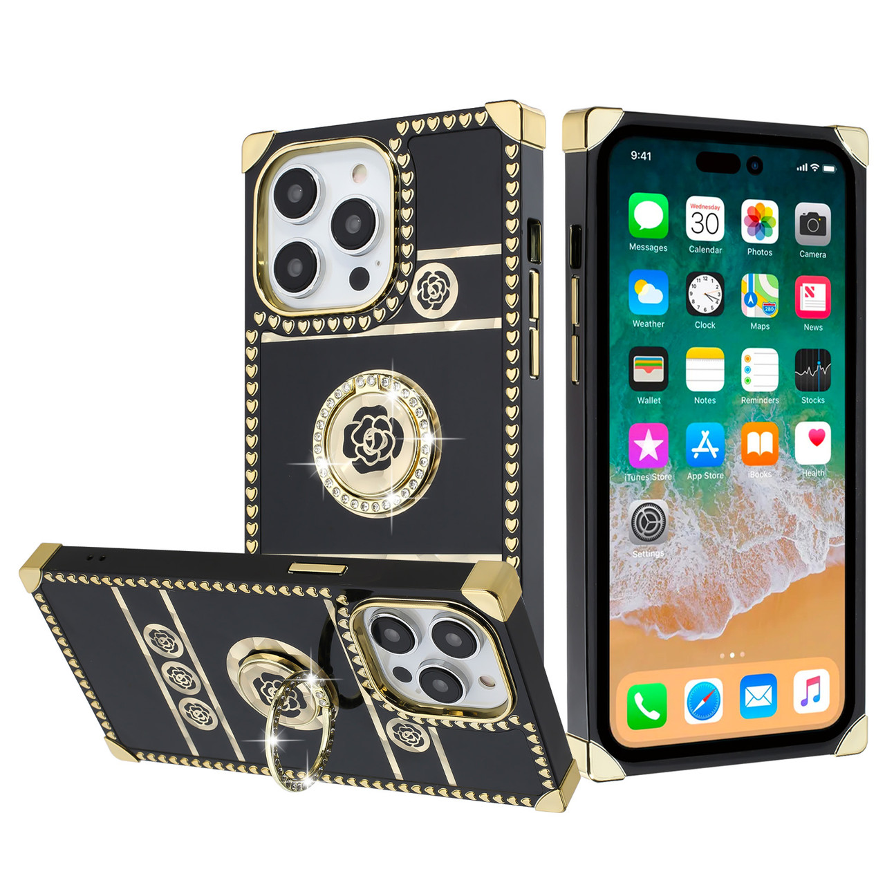 Gold Series Square Case with Ring Grip (J) for iPhone 13 Pro Max