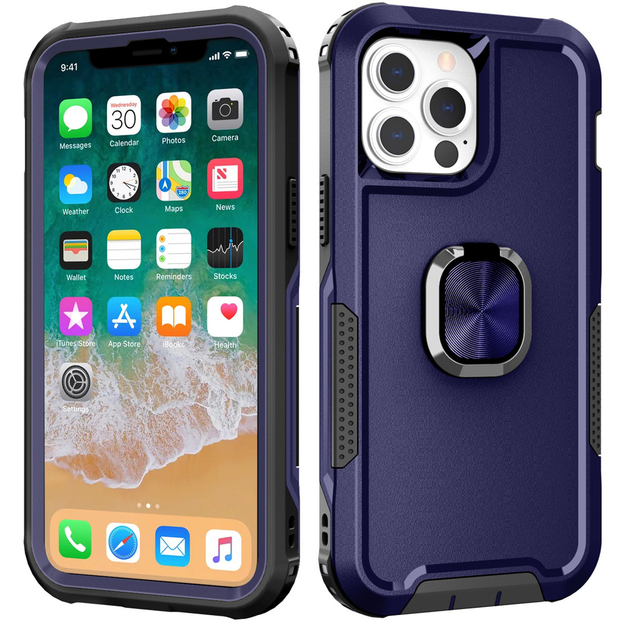 Military Grade TUFF Hybrid Case with Ring Grip for iPhone 12 Pro