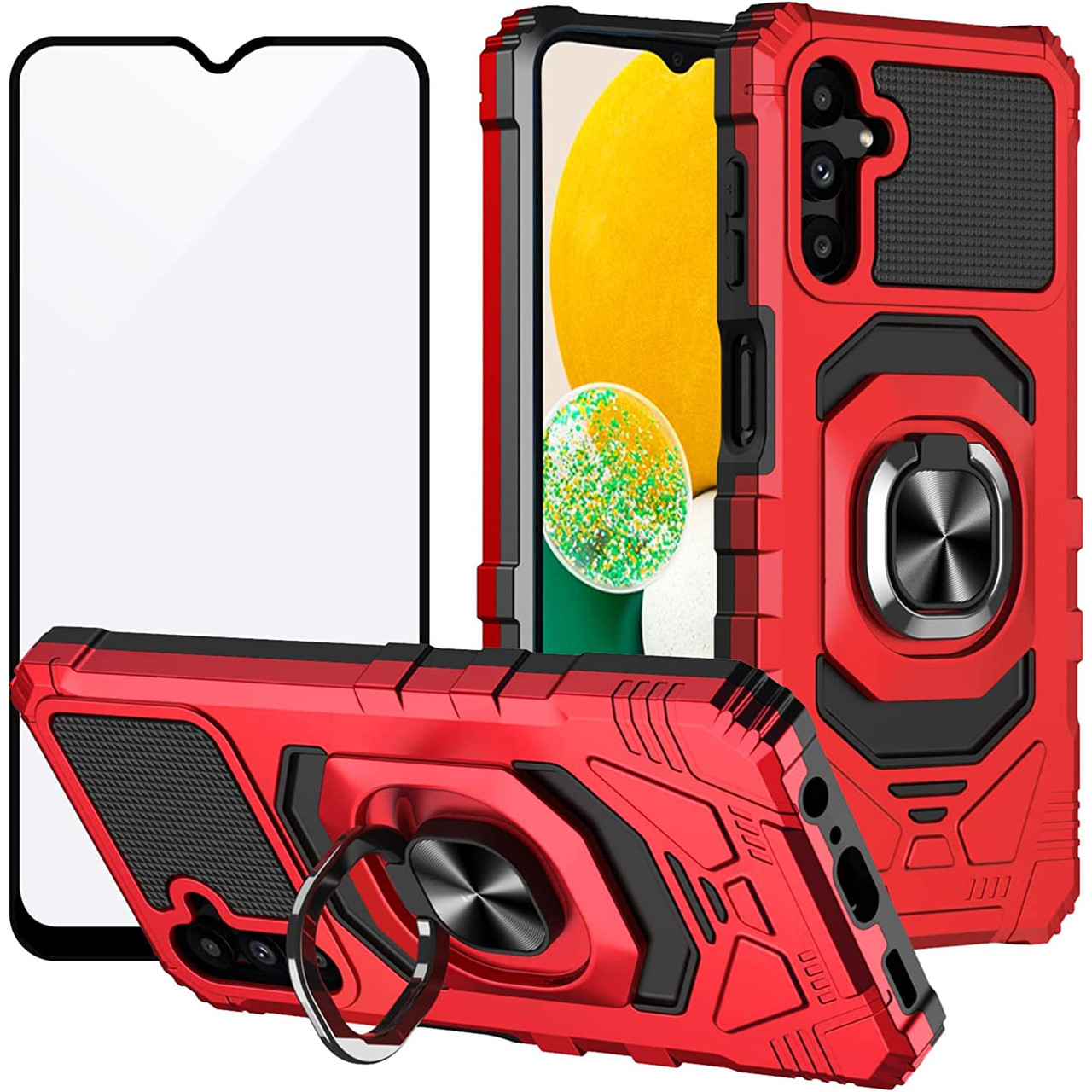 Transparent Hybrid Case with Ring Grip for Samsung Galaxy A14 5G - Red - HD  Accessory