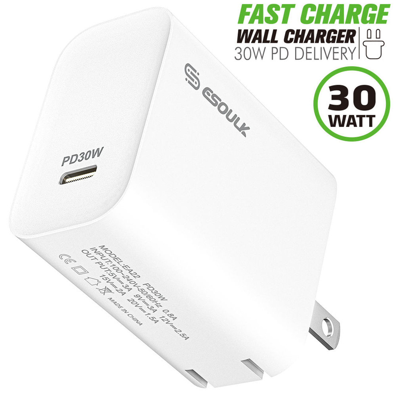 USB-C Fast Charge Wall Charger, 30W