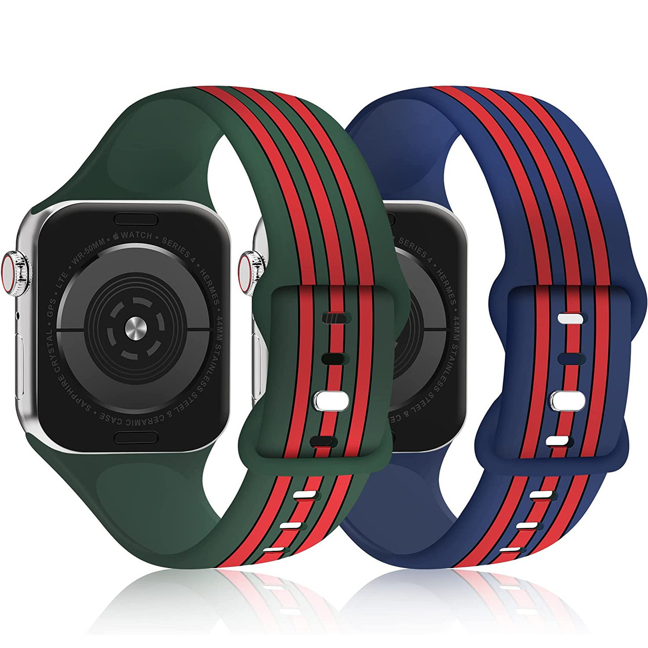 2-Pack Classic Stripes Silicone Watch Band for Apple Watch 49mm