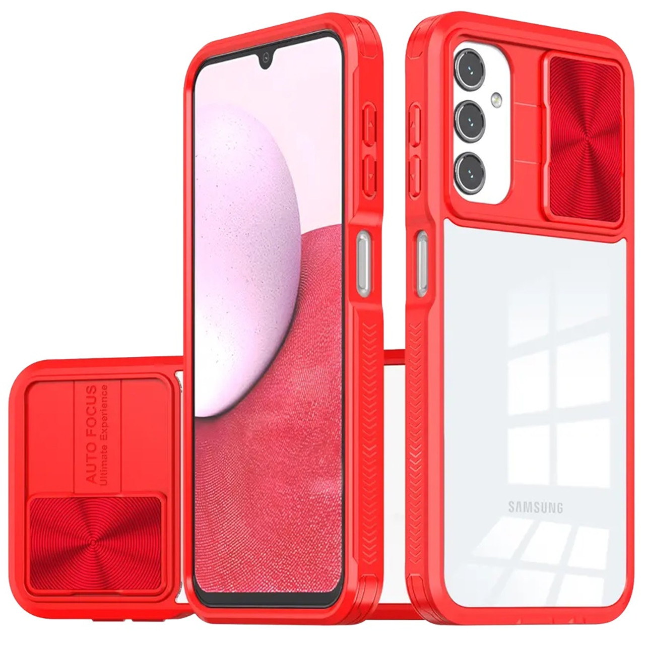 Silicone Transparent Frame Case Cover 360 Degrees for Samsung Galaxy S24  Ultra 5G Red