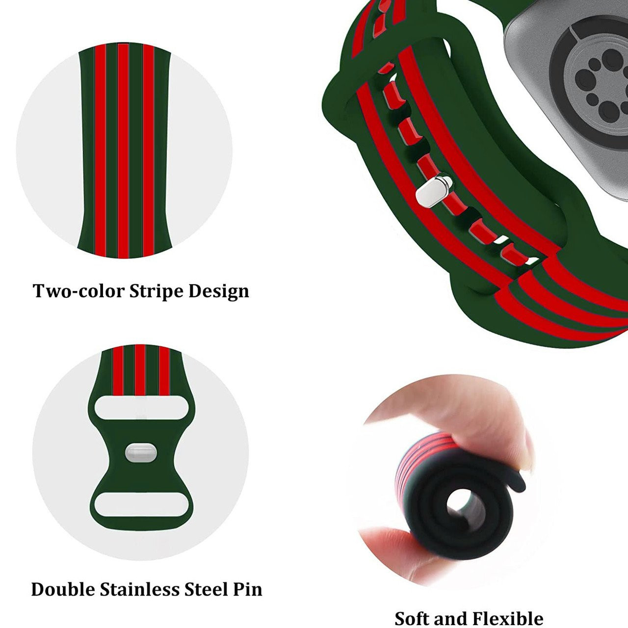 Classic Stripes Silicone Watch Band for Apple Watch 42mm  display picture 1