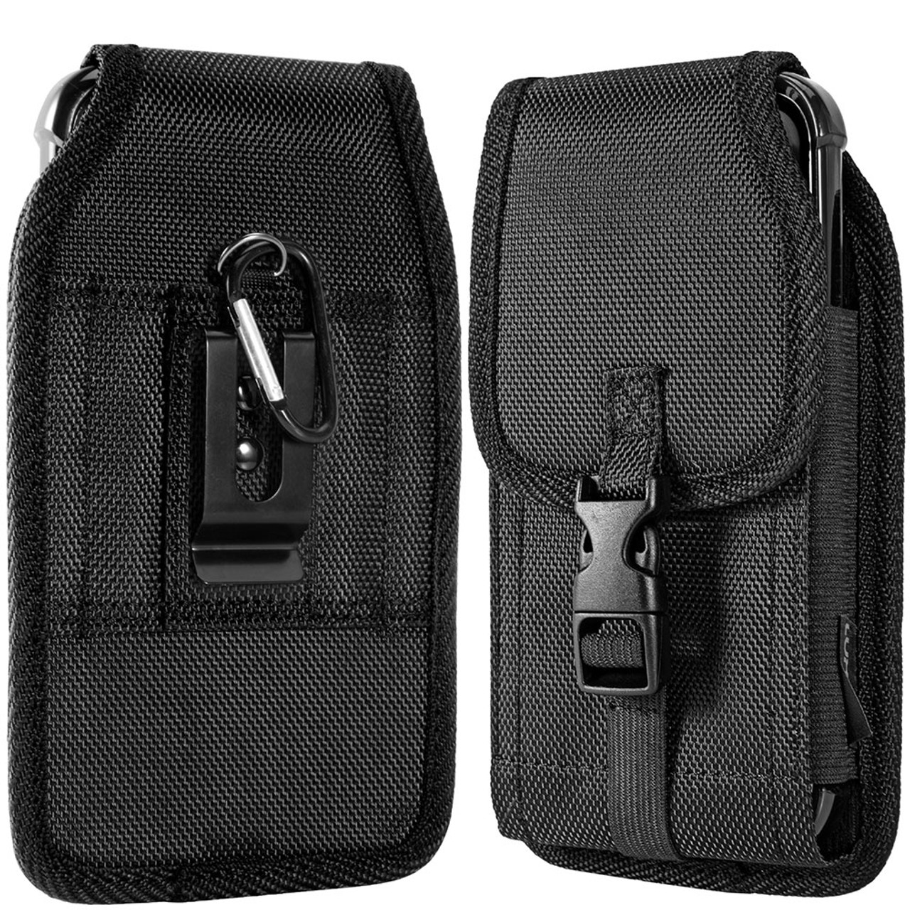 Ballistic Nylon Vertical Belt Pouch with Carabiner Clip (6 to 6.49