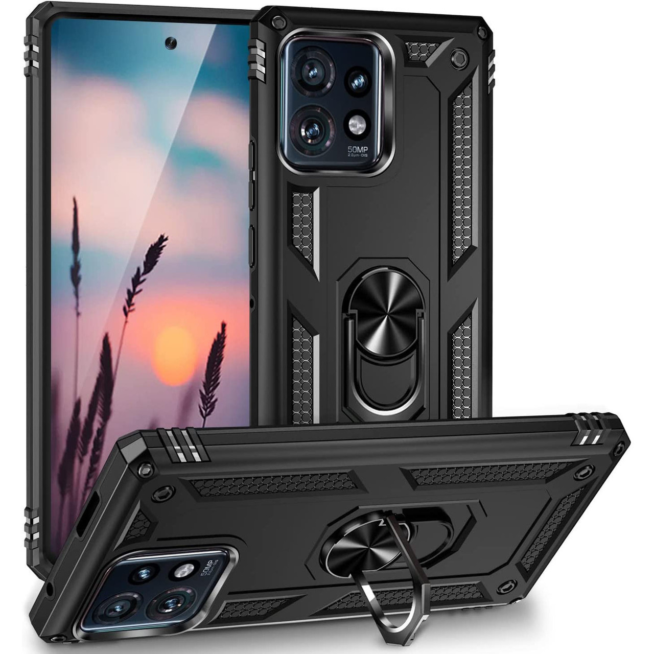 Military Grade Hybrid Case with Ring Grip for Motorola Moto G Power 5G 2023 - Black Military Grade Hybrid Case with Ring Grip for Motorola Moto G Power 5G 2023 - Black
