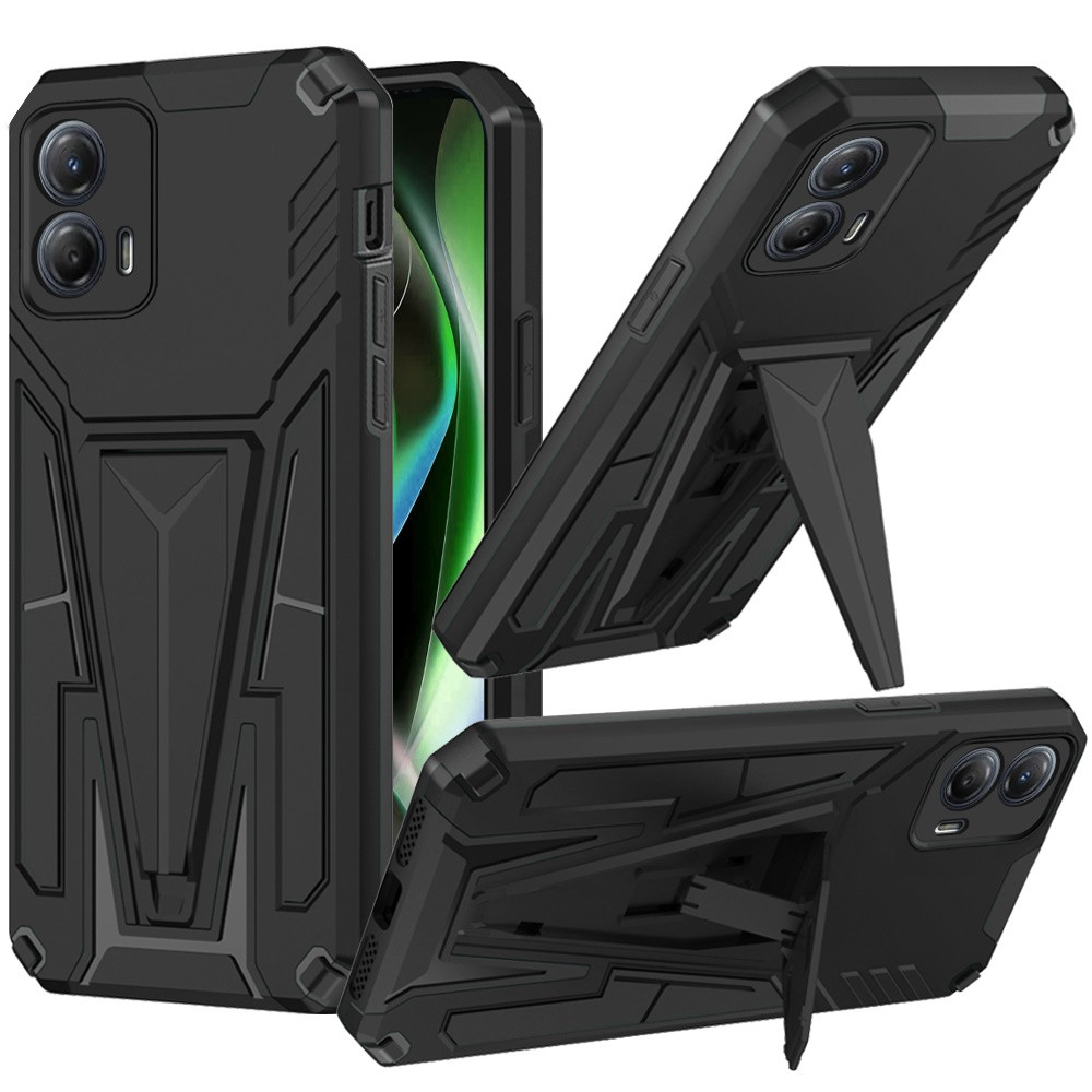 Military Grade Transformer Hybrid Case with Kickstand for Motorola Moto G 5G 2023 - Black Military Grade Transformer Hybrid Case with Kickstand for Motorola Moto G 5G 2023 - Black