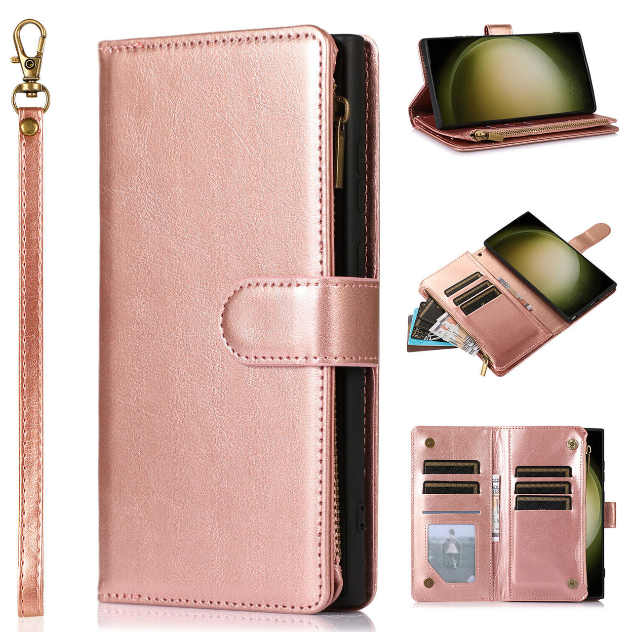 For Samsung Galaxy A03s Wallet Case,Leather Zipper Magnetic Flip Card Phone  Case