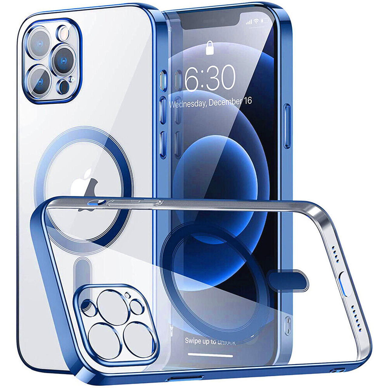 MagSafe Compatible Electroplated Transparent TPU Case for iPhone 15 Plus -  Blue - HD Accessory