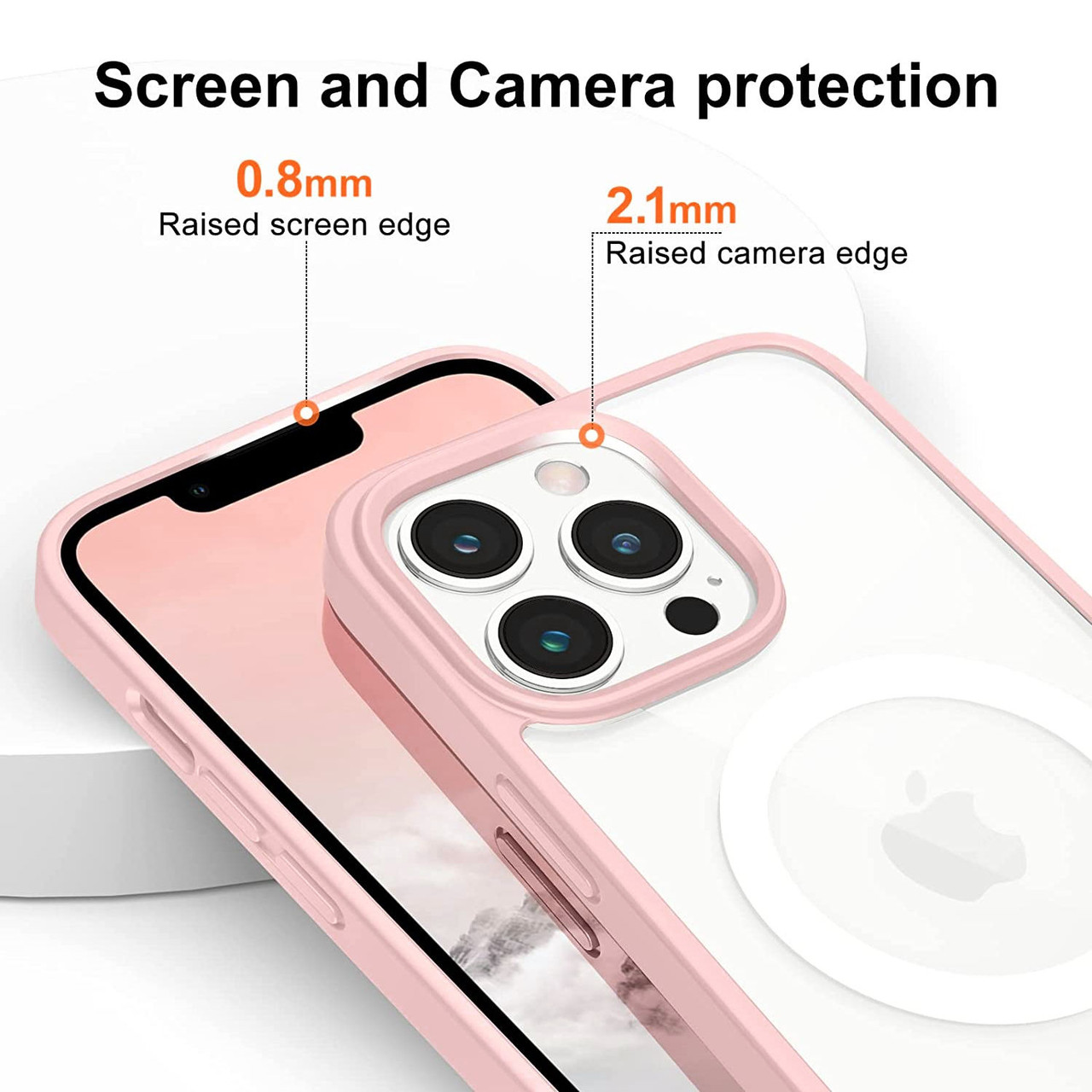 Haobuy for iPhone 15 Pro Max Magnetic MagSafe Case with Camera Protection  Stand Full Protection Case-Pink 