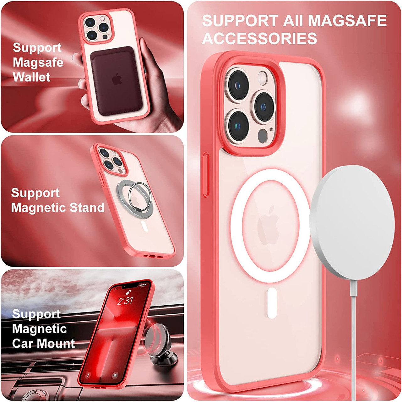 Crave Dual Guard for iPhone 15 Plus Case, Compatible with MagSafe Shockproof Protection Dual Layer Case for Apple iPhone 15 Plus (6.7) - Red