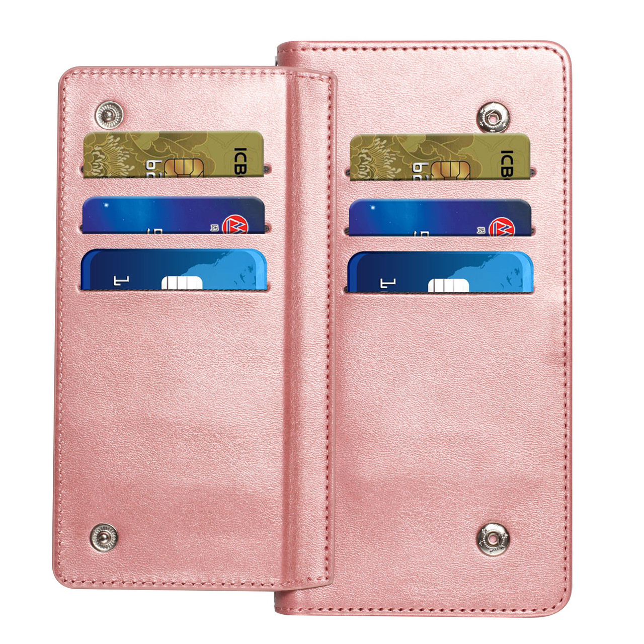Leather Folio Wallet Case for iPhone 15 Plus - Pink - HD Accessory