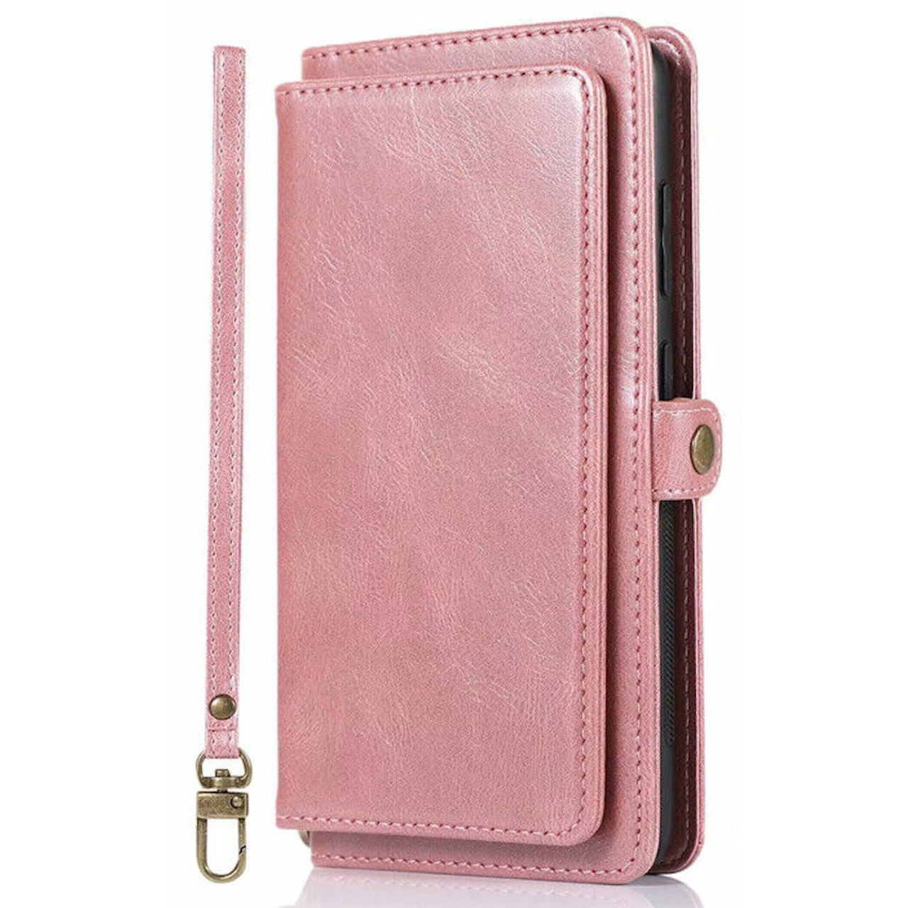 Leather Folio Wallet Case for iPhone 15 Plus - Pink - HD Accessory