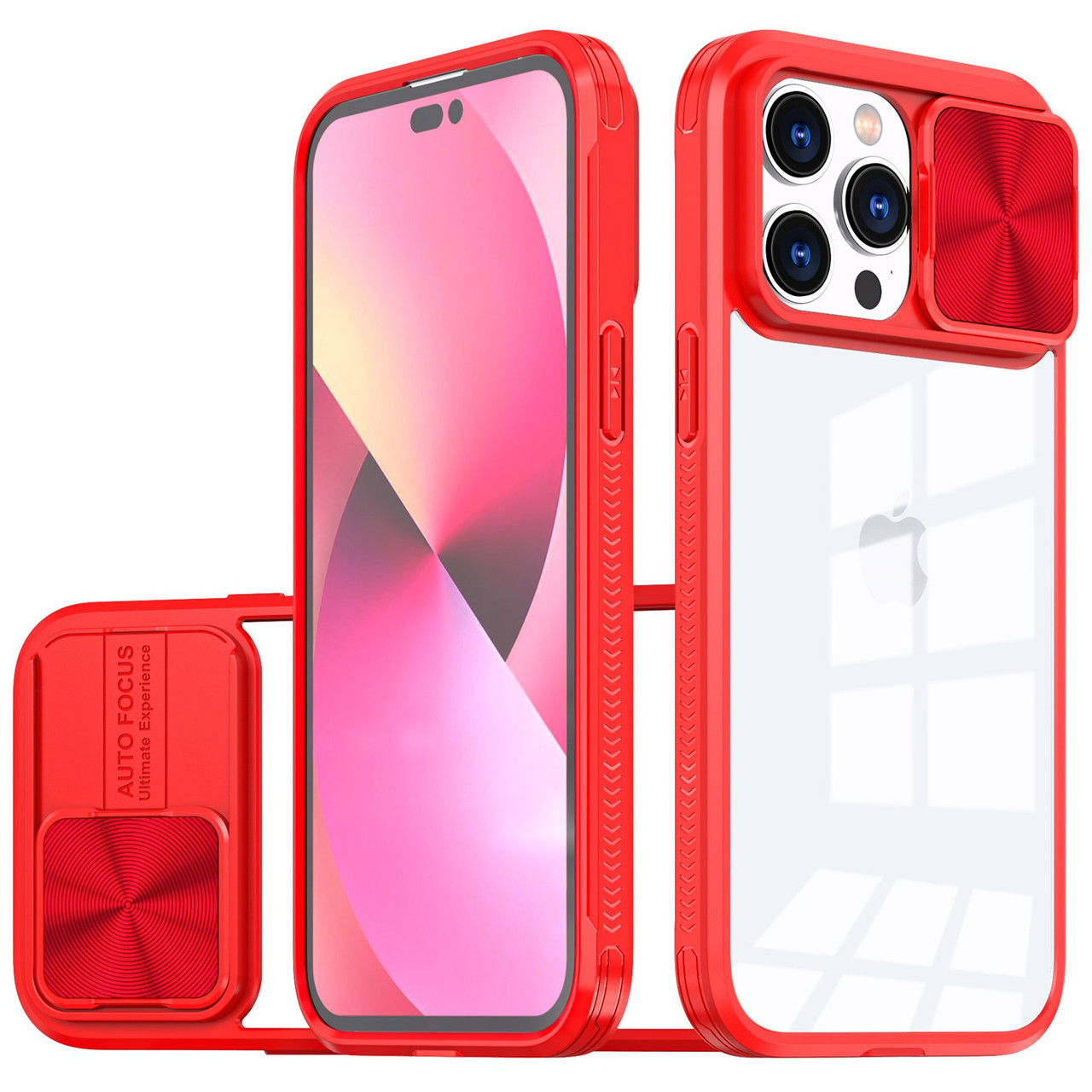 MagSafe Compatible Transparent Protective Bumper Case for iPhone 14 Pro Max  - Red - HD Accessory