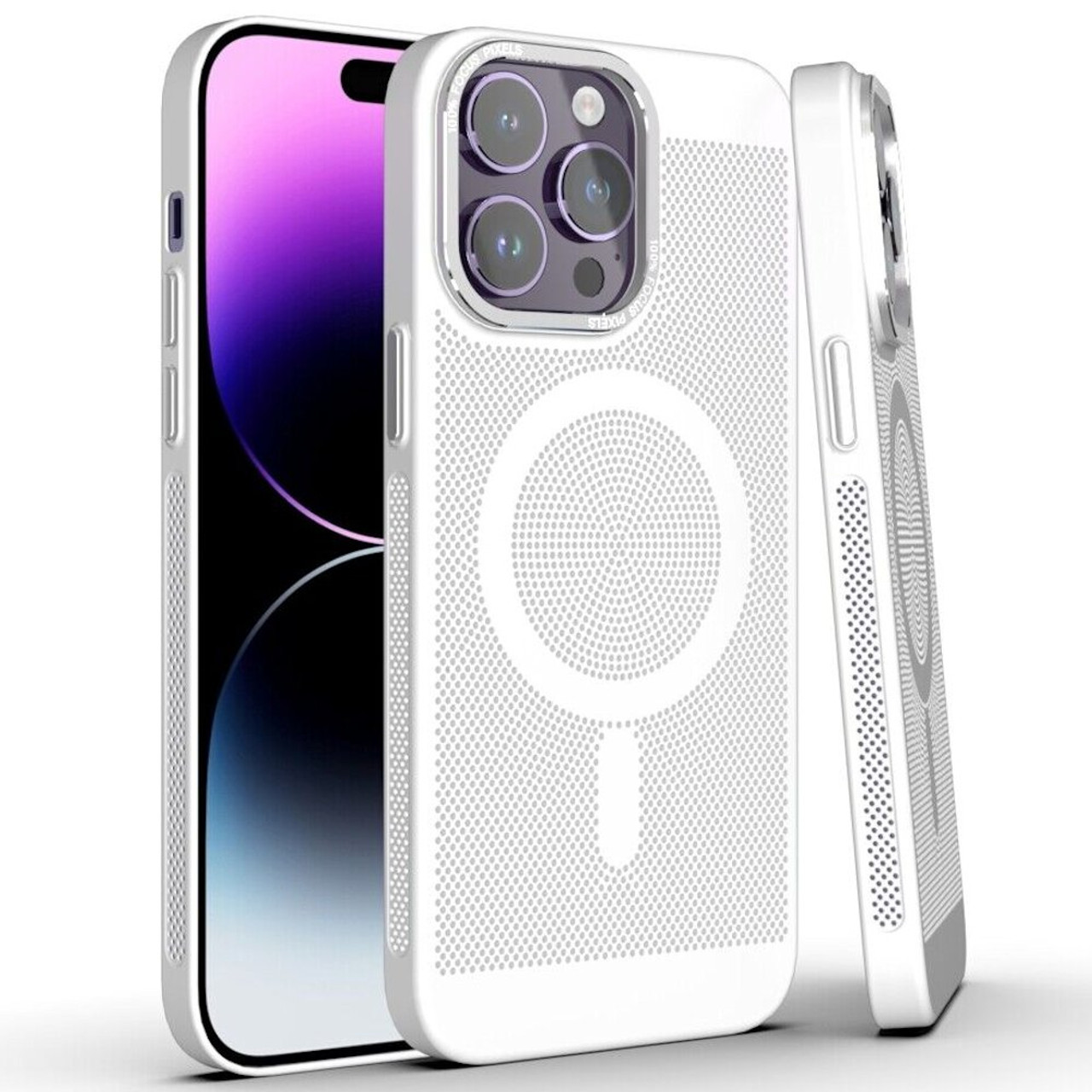 Perforated Heat Dissipation Case with MagSafe for iPhone 15 Pro Max - White  - HD Accessory
