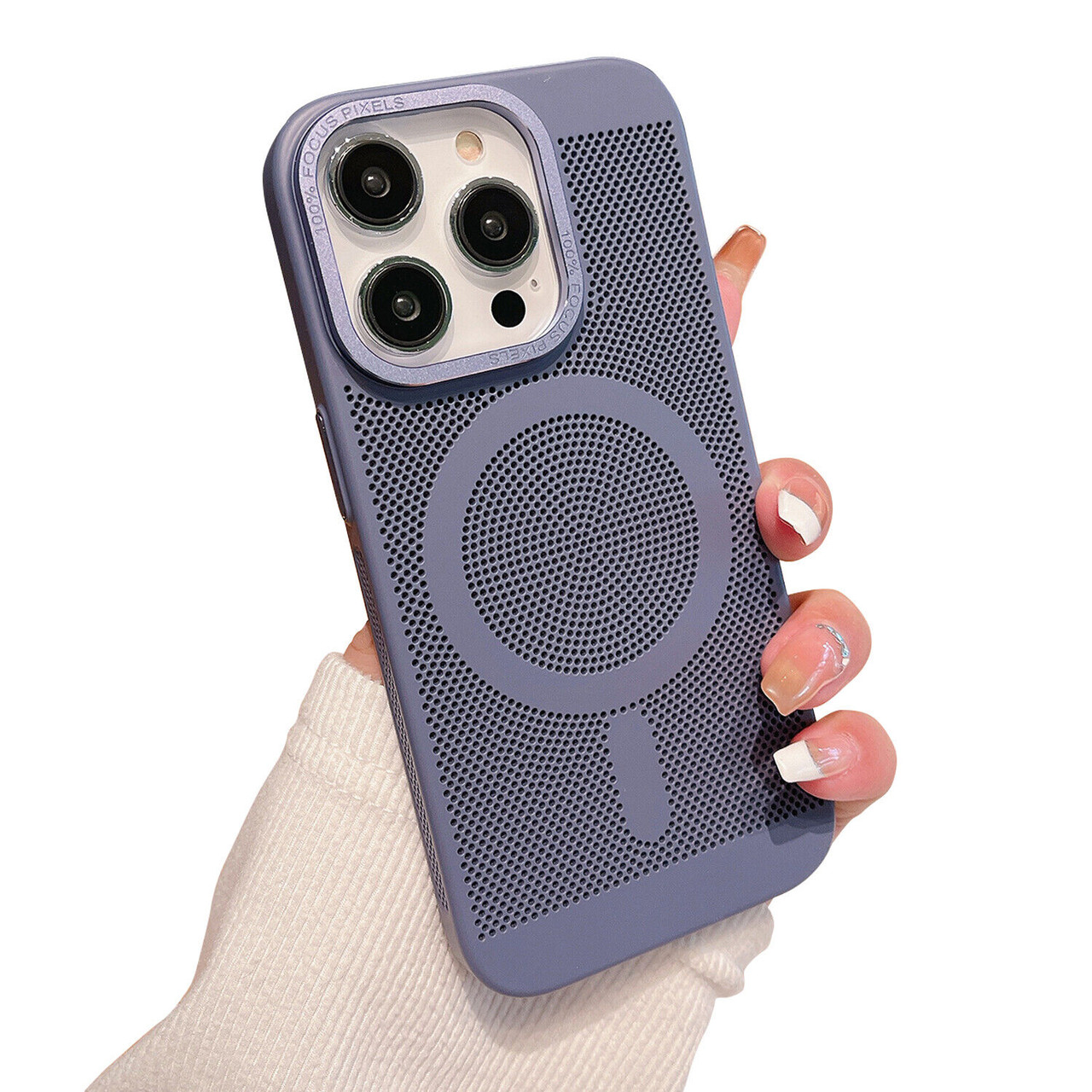 Perforated Heat Dissipation Case with MagSafe for iPhone 15 Plus - Purple -  HD Accessory