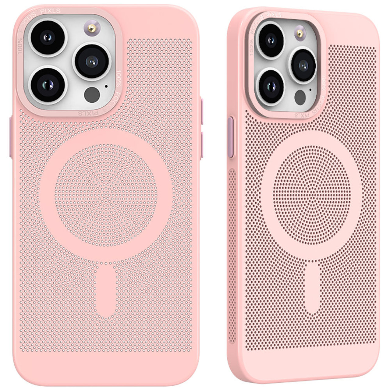 Perforated Heat Dissipation Case with MagSafe for iPhone 15 Pro - Pink