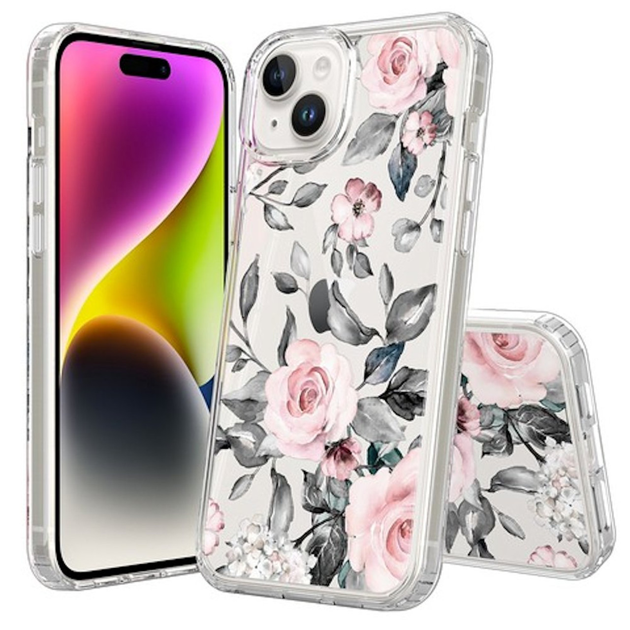 Fusion Shield Tough Snap-on Case for iPhone 15 Plus - Pink Roses - HD  Accessory