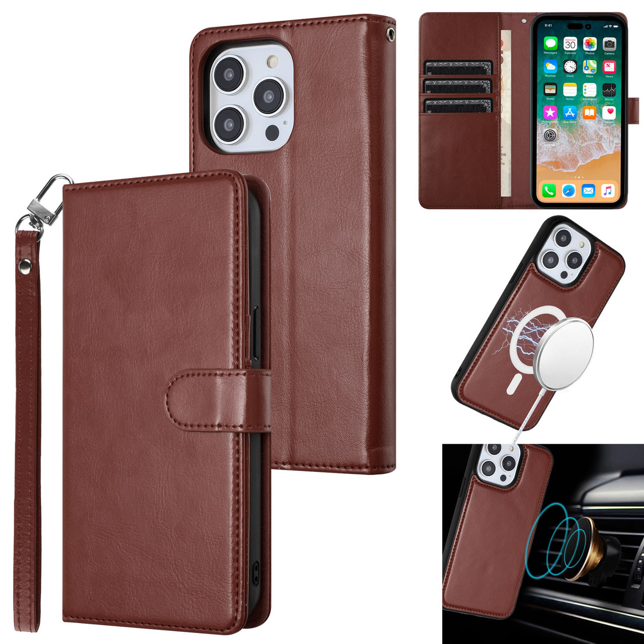 What is Magnetic Smart Phone Wallet Leather Magsafe Wallet with Kick Stand  Card Holder
