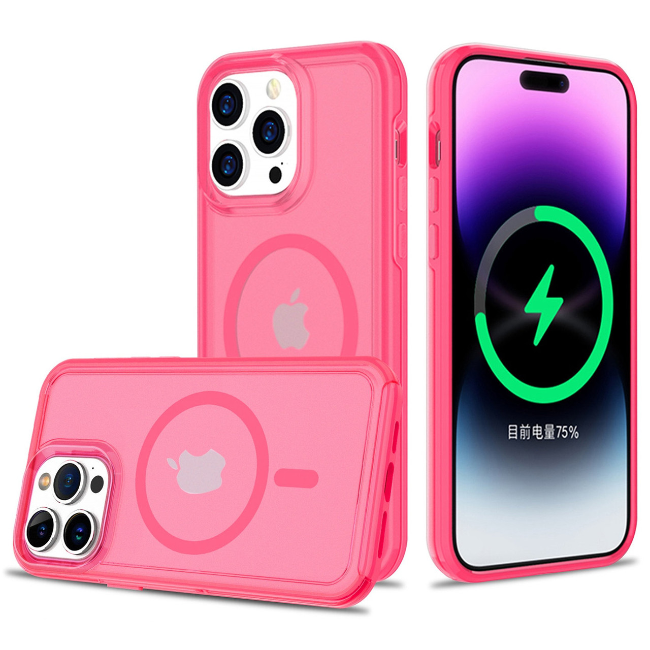 Candy Series Hybrid Case with MagSafe for iPhone 15 Pro Max - Hot Pink