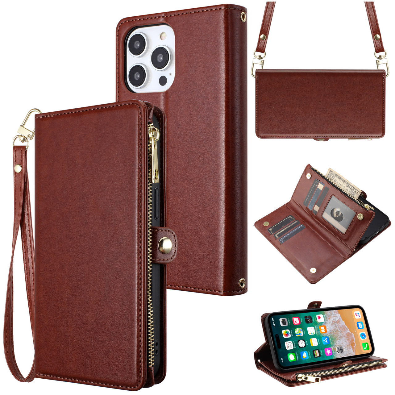 Samsung Galaxy S24 Ultra Luxury Leather Zipper Wallet Case with