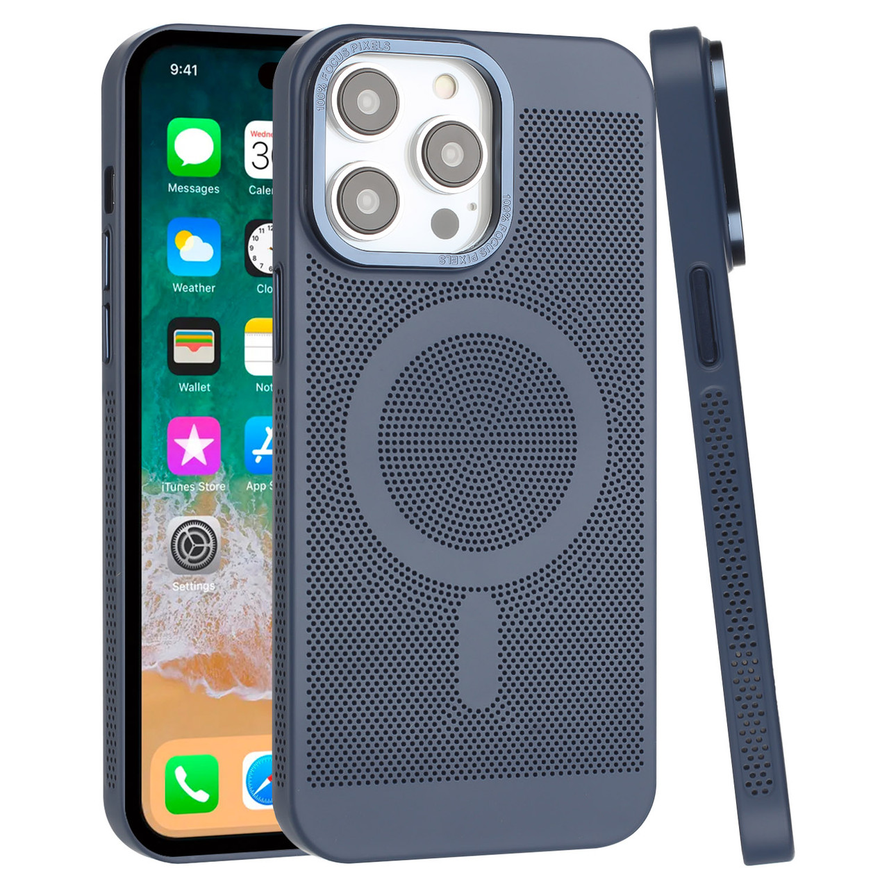 Perforated Heat Dissipation Case with MagSafe for iPhone 15 Plus - Navy  Blue - HD Accessory