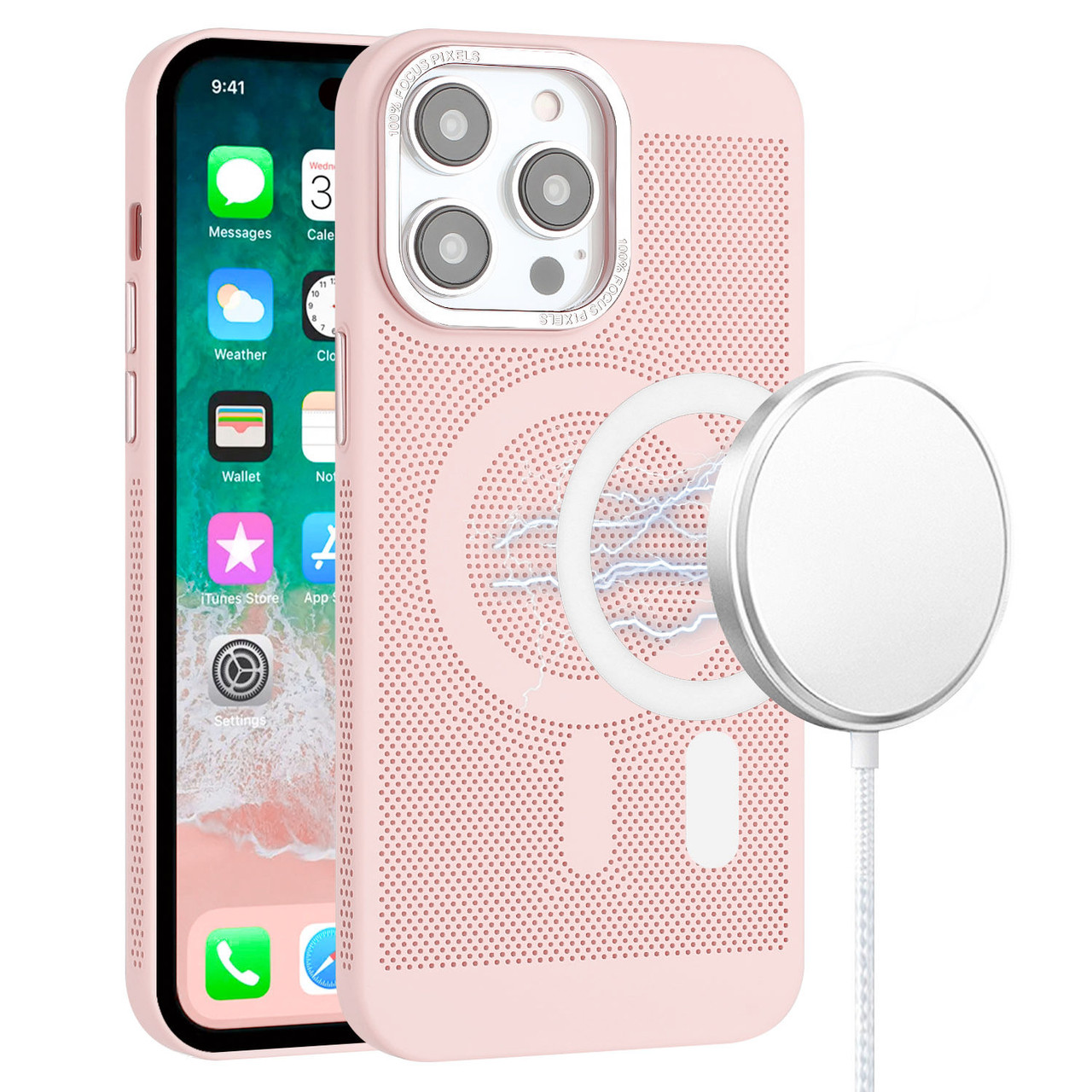 Perforated Heat Dissipation Case with MagSafe for iPhone 12 Pro Max - Pink