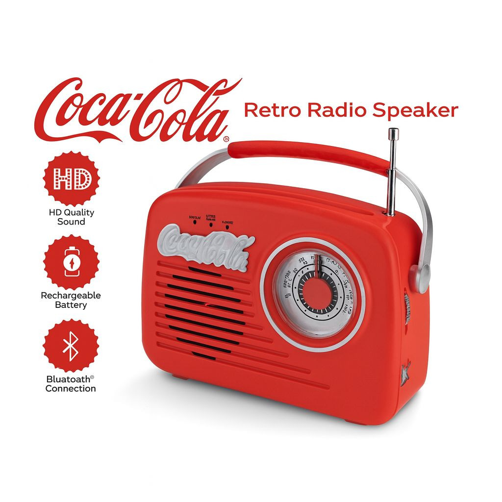 Coca-Cola Retro Radio with Bluetooth Wireless Speaker - HD Accessory